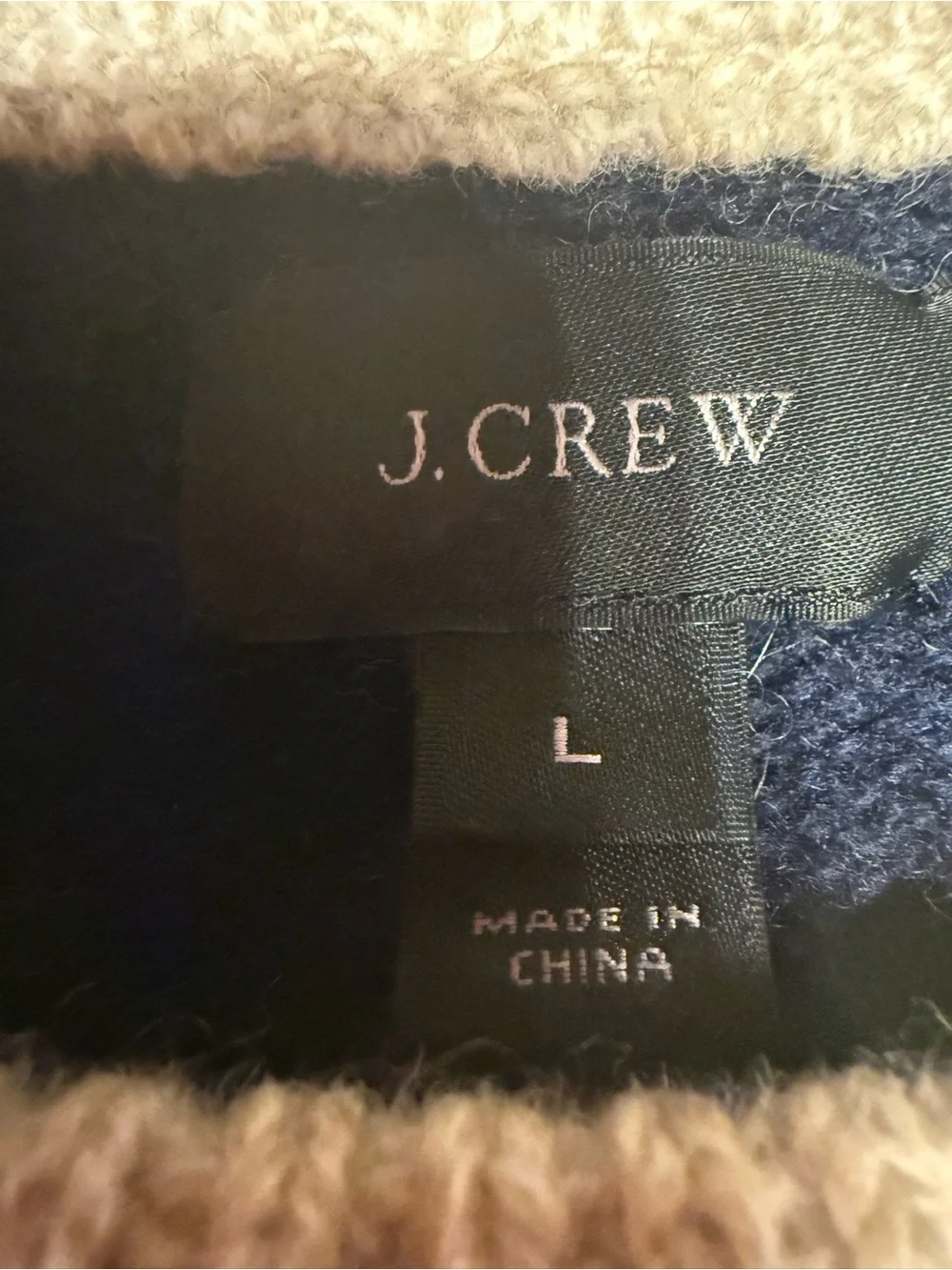 Vintage J Crew 100% Wool Navy and Natural Stripe Crewneck Sweater
